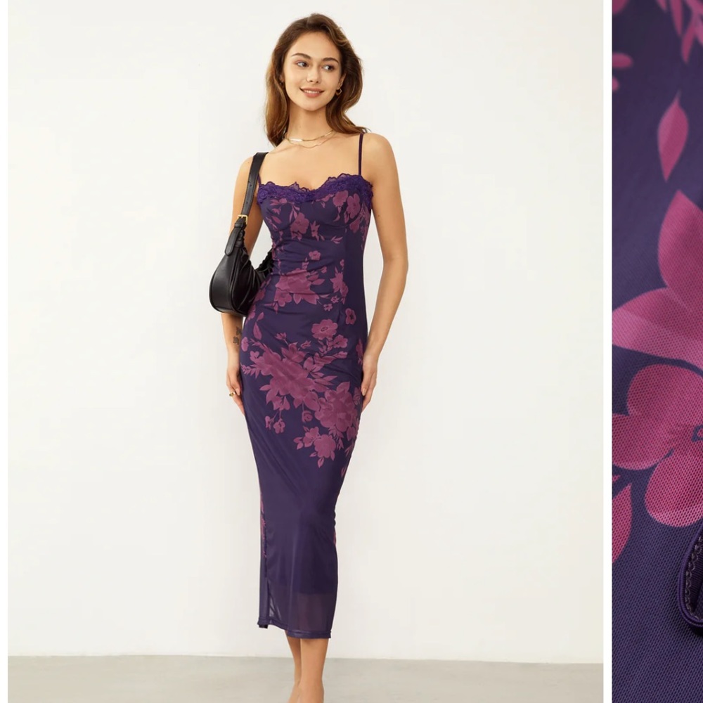 Mesh Floral Maxi Dress